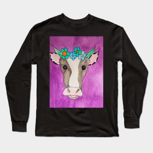 Floral Cow Long Sleeve T-Shirt